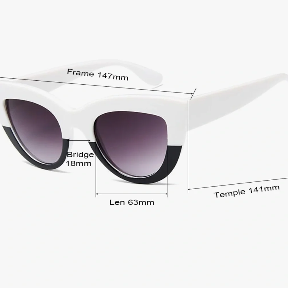 NWT Chic White & Black Cat Eye Sunglasses - UV Protection - Oversized Fashion